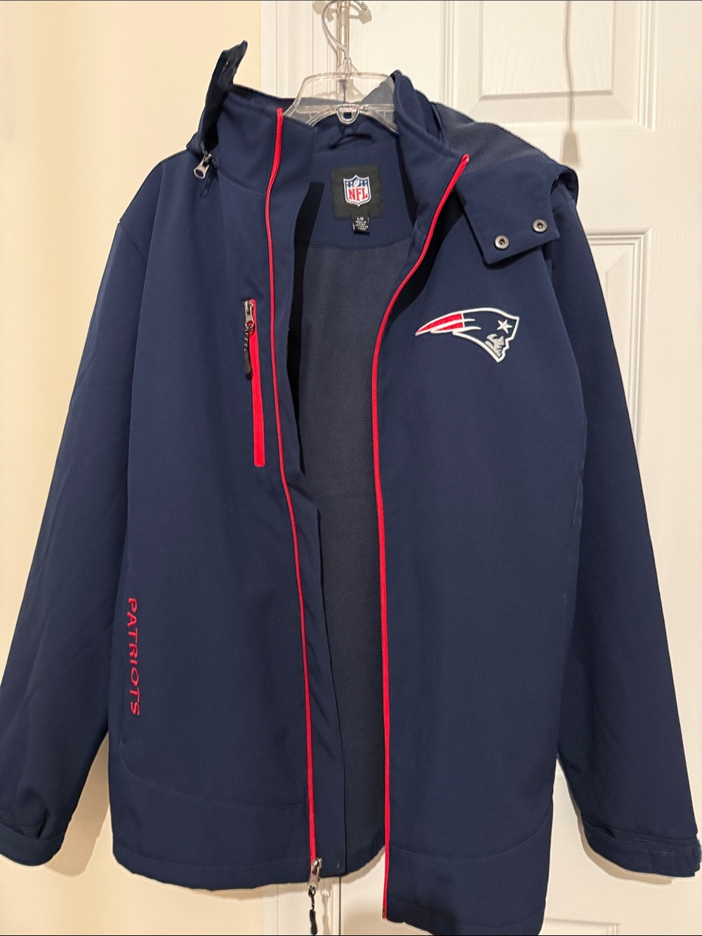 NFL Navy Jacket with Red Trim New England Patriots Logo